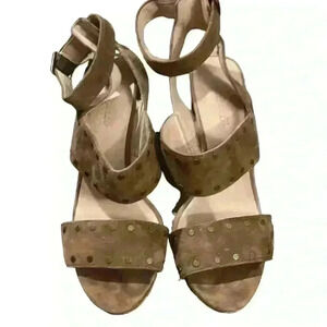 MADEWELL Leather Octavia Stud Block Heels Brown Beige Size 6​